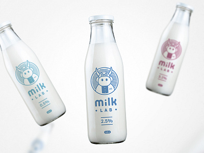 Milk Lab bottle cow logo milk package product