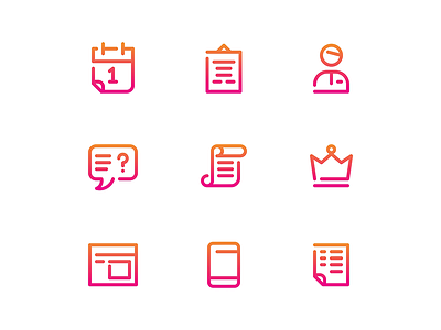 Gradient Line Icons bubble calendar crown icon letter line phone scroll window