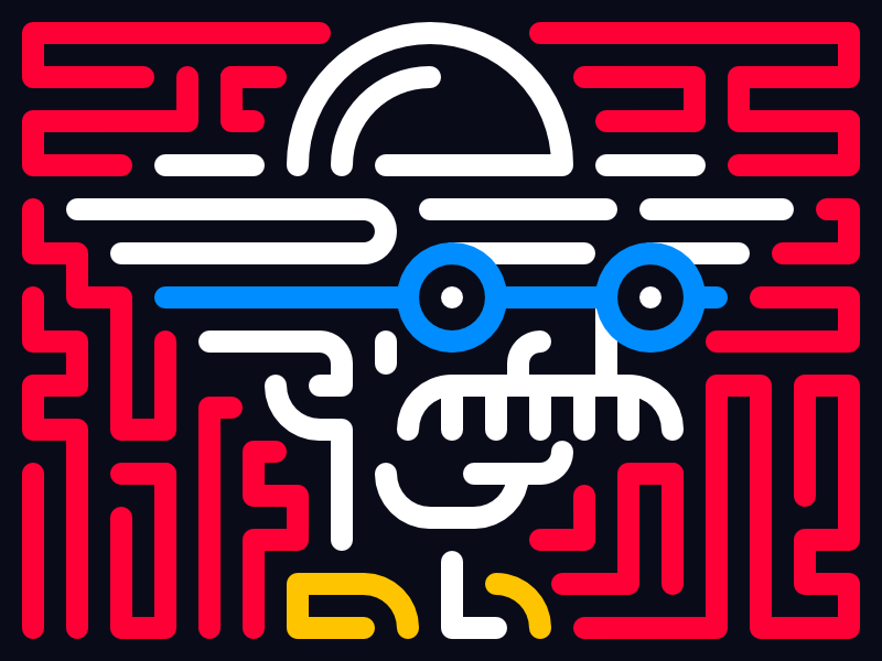 Dr. Lines black blue yellow red lines illustration affinity designer scientist professor doctor