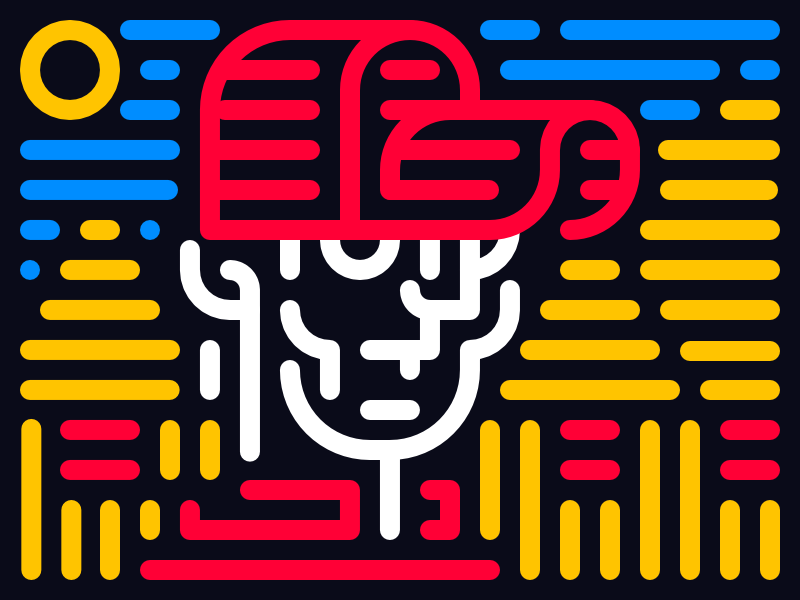 Woodsman forester woodsman feller logger lumberjack affinity designer illustration lines red yellow blue black