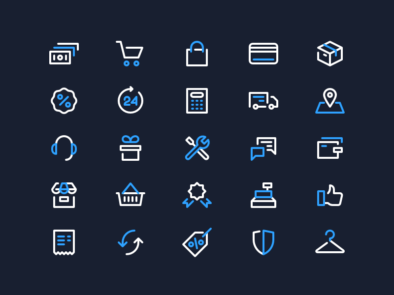 Shopping Icons money box tag like gift sale e-commerce commerce shop store icons line