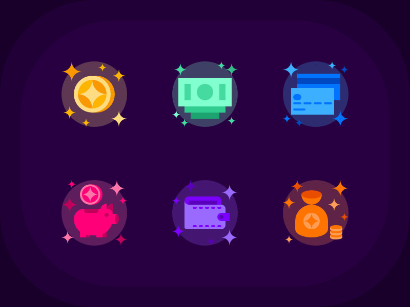 Money Icons moneybag money bag money box moneybox money wallet credit card coin cash