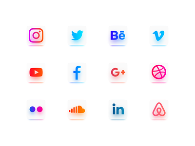 Social Media Icons airbnb behance facebook flickr google instagram linkedin plus soundcloud twitter vimeo youtube