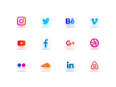 Social Media Icons airbnb behance facebook flickr google instagram linkedin plus soundcloud twitter vimeo youtube