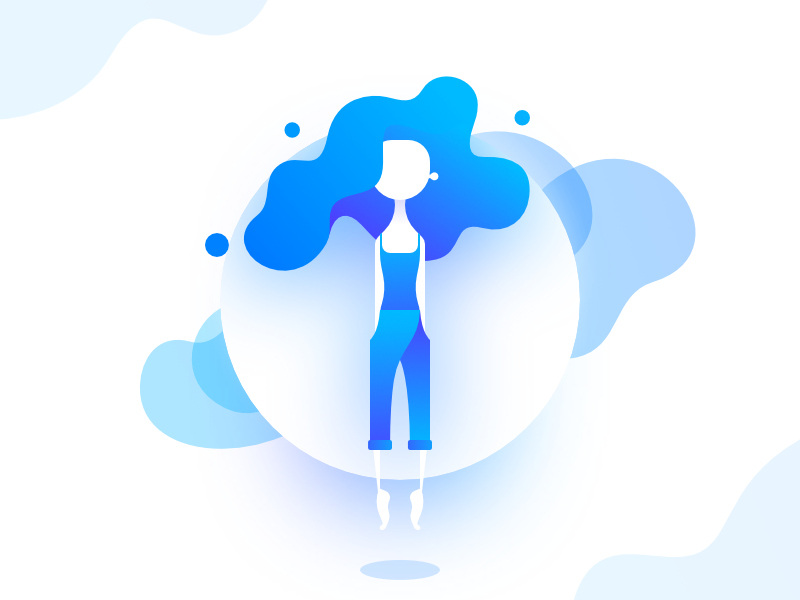 Girl weightlessness hair girl illustration color shadow glow