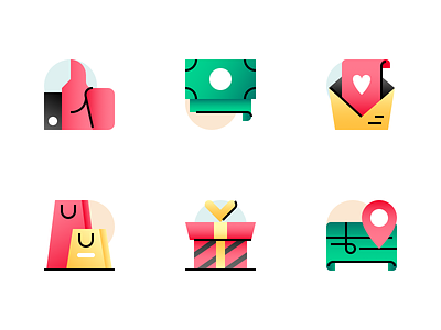 Icons affinity designer gift icon icons illustration like madeinaffinity mail map money shopping vector