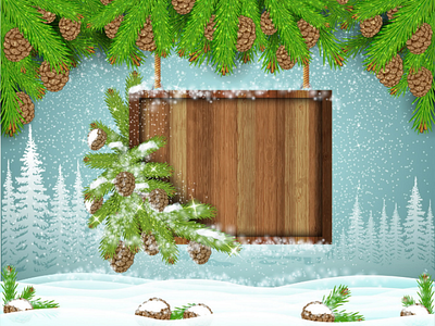 Vector Christmas card christmas forest banner foresr