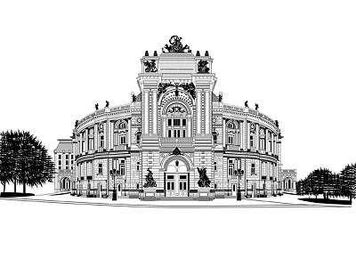 Buildings of Odessa in Ukraine for bank card in engraving style building engraving illustration odessa ukraine vector woodcut