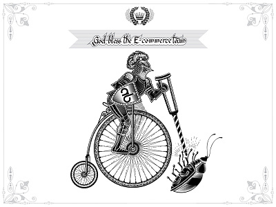 Corporate flag for E-commerce team bicycle bike bug cycle engraving illustration knight penny farthing penny farthing bicycle vector сrutch