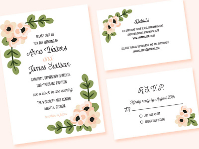 Wedding Invitation Set flower invitation print type wedding