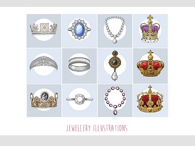 Royal Jewellery Illustration digital editorial handdrawn infographic jewellery jewelry traditional