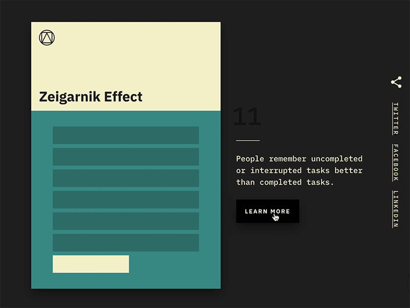 Zeigarnik Effect animation design laws of ux ux