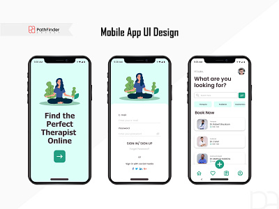 Online Therapy App UI Design app application awareness branding corporate counselling design fitness graphic design health mental health mentalhealthawareness mobile mobile app mobile app design mobile app ui design ui ui design uiux ux