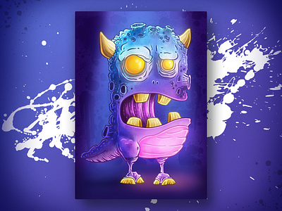 Little Monster - Illustrated character color creature glow illustration monster paint splatter