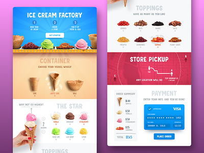 Ice Cream Factory dessert ecommerce food food app icecream interface order payment shopping sweet treat ui webapp webdesign