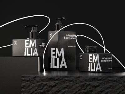 EMILIA 3d adobe dimension black branding design dimension logo minimal product productdesign products typography