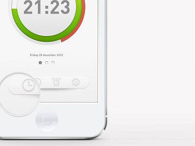 Clock app clock dashboard green grey iphone5 pixden process project red render white