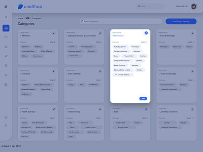 OneShop Admin Dashboard - Category management admin dashboard admin panel bootstrap 4 category management materialdesign product management ui ux