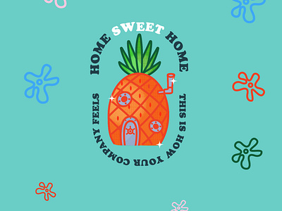 pineapple house bobsponge cartoon good house illustration logo orange pinapple tshirt vector vibes