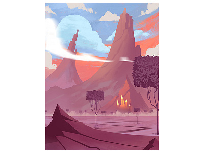 Castle by the Pointy Mountain animation bg art illustration