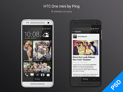 HTC One Mini PSD android htc mockups phone psd resources