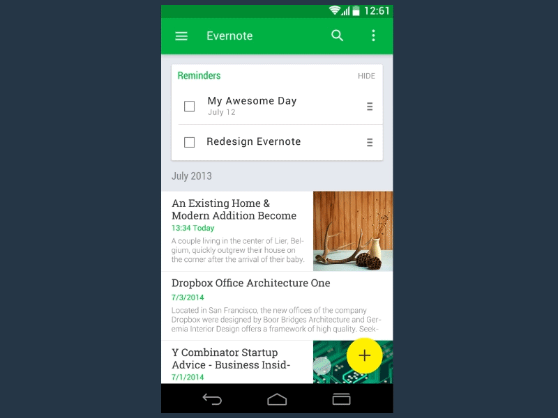 Evernote Redesign , Material Design （Slow motion） android evernote material redesign