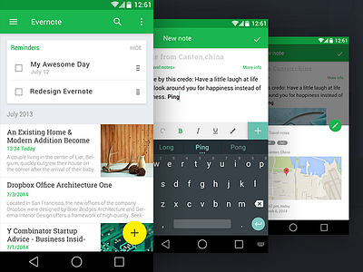 Evernote Redesign , Material Design android design evernote material