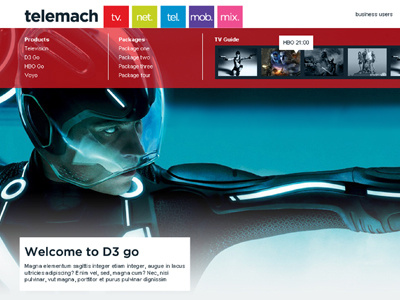 (2012) Telemach Website internet minimalist mobile telemach tron tv web design