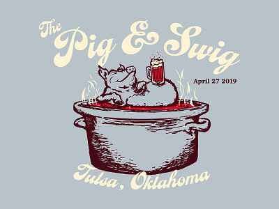 The Pig & Swig animals apparel design beer design fundraiser illustration illustrator pig tee shirt typography