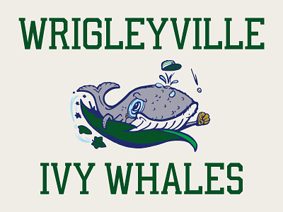 Wrigleyville Ivy Whales baseball branding chicago cubs design graphic design illustration illustrator ivy logo mascot mascot design sports typography vector wrigley field