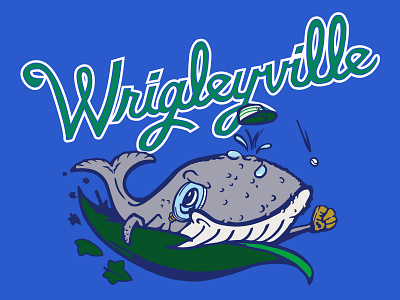 Wrigleyville Whales baseball branding chicago fantasy baseball graphic design hand lettering illustration illustrator lettering logo mascot mascot design sports vector wrigley field