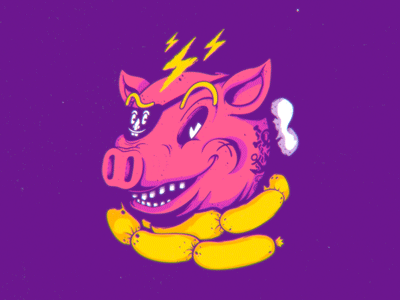 Piggy blink cartoon loop pig
