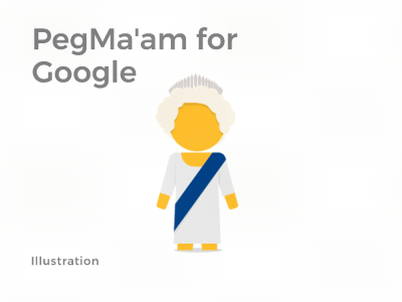 Pegma'am animation character google illustration pegman queen streetview