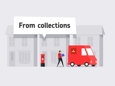 Colections blue box character delivery illustration letter mail parcel van