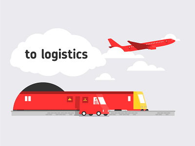 Logistics animation ariplane clouds delivery illustration mail train transportation tunnel van vector