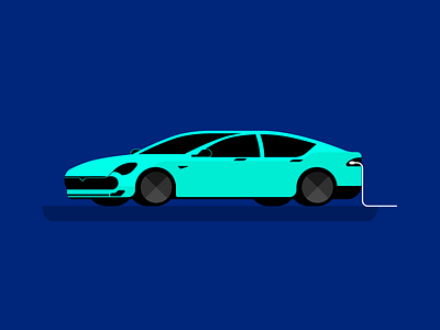 Electric Vehicle automobile electric ev flat illustration neon tesla vector vehicle