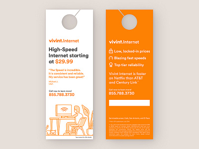 Vivint Internet Door Hanger computer design door door hanger flyer illustration internet mailer vivint