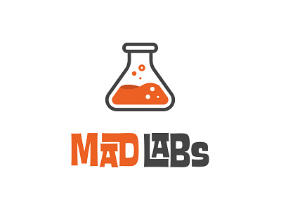 Mad Labs Logo beaker branding design icon illustration logo logo design mad labs mad mobile orange science