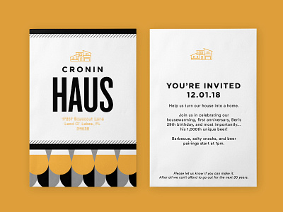 Haus Warming beer house house warming icon iconography illustration invitation invite mono weight type typography