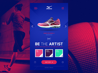 Mizuno Art Wave - UI art direction first time on dribbble mizuno mobile photoshop sneakers sport ui user interface
