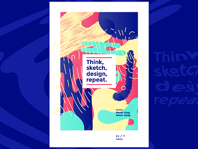 Think, sketch, design, repeat. - POSTER abstract flat flyer free futuristic illustration motivational poster think