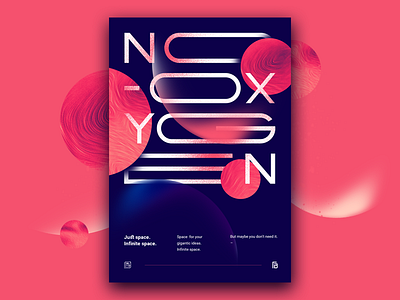 No Oxygen – Poster abstract futuristic inspiration layout marble planets poster retro space typography
