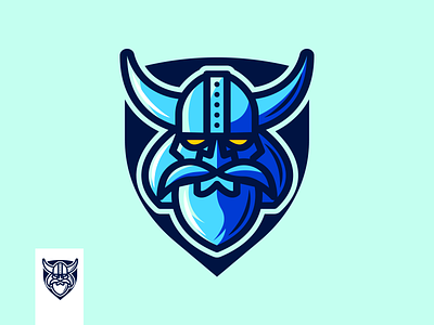 Viking badge logo angry badge blue brand cartoon character design illustration logo sport viking