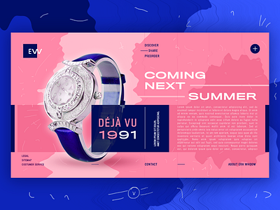 DEJA VU 1991 abstract blue fashion pink simple ui ux watch waves website