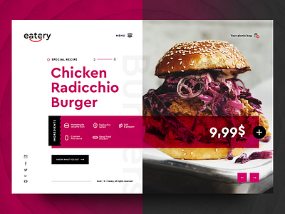 Eatery _ Burgers ecommerce food half material minimal split ui ux web webdesign