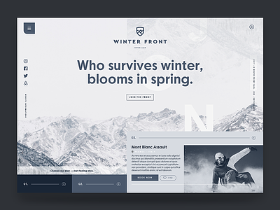 WINTER FRONT HOME cool palette design grey homepage minimal monochrome sans ui ux web winter