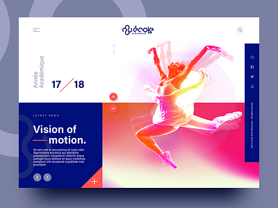 Ecole Art En Mouvement – Homepage design. color contrast dancer design harmony homepage interface minimal modern ui ux web