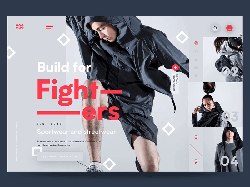 Bt – Build For Fighters - Interactions - 1 animation color fashion future homepage interface modern motion ui ux web