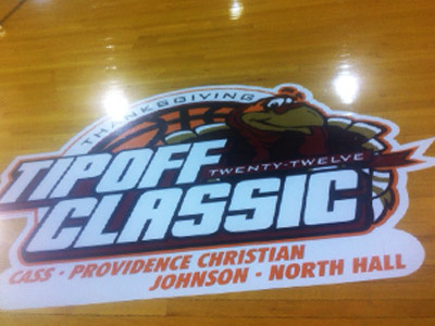 Tipoff Classic Floor Graphic basketball branding decal digital high school logo