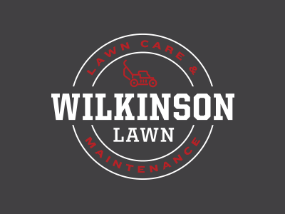 Wilkinson Lawn 02 design grass gray icon lawn lawn care logo minimal red shield wilkinson